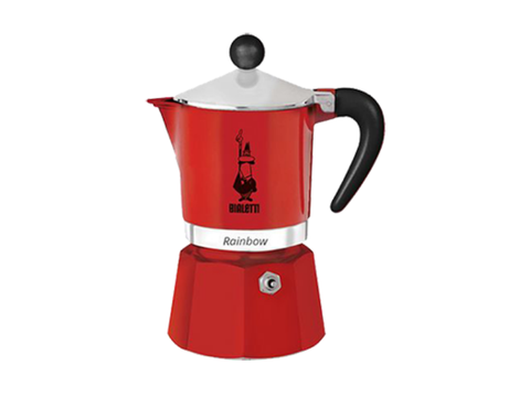 Bialetti Rainbow Moka Pot - 3 Cups - Red Hand