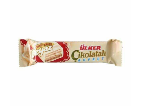 Ülker Gofret White Chocolate Coated Wafer With Milky and Hazelnut Cream 35g