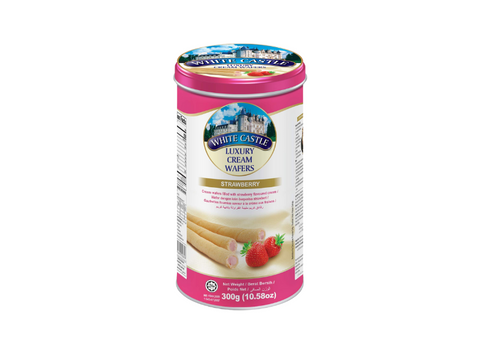 White Castle Luxury Cream Wafers Rolls Strawberry Flavowerd 300g