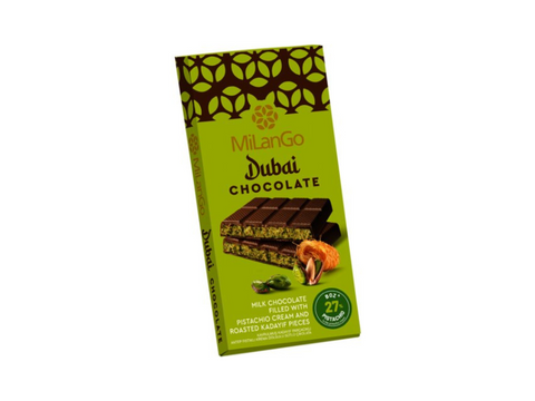 Milango Dubai Chocolate with Pistachio Bar 122g