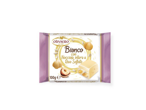 OLIVIERO White chocolate with hazelnuts and puffed rice 100g