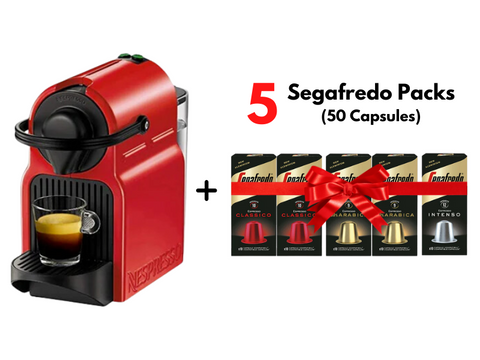 Nespresso Inssia Coffee Capsules Machine + FREE 5 Segafredo Aluminum Coffee Capsules (50 Capsules)