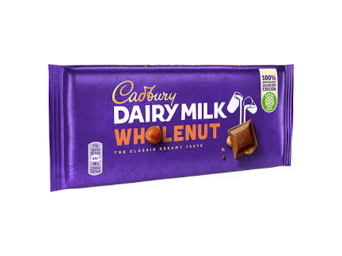 Cadbury Dairy Milk Whole Nut Chocolate Bar 120g