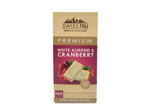 Swiss Fru Premium White Almond & Cranberry 80g