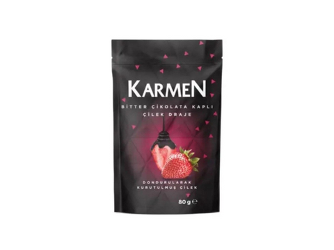 Karmen Dark Chocolate Covered Strawberry Dragee 80g