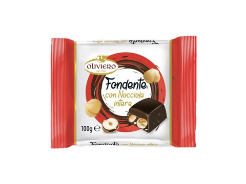 OLIVIERO Dark Chocolate Bar with Whole Hzelnuts 100g