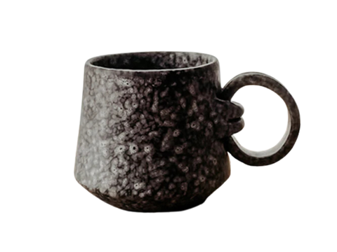 Handmade Belted Mug - Spotted Gray