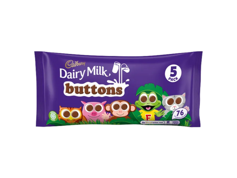 Cadbury Dairy Milk Buttons 5 Treat size Chocolate Bags 70g