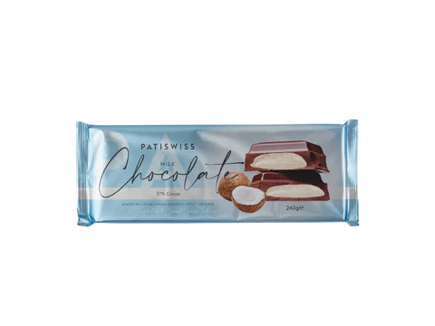 PATISWISS Milk Chocolate with Coconut Cream Filling 240g - CAFELAX