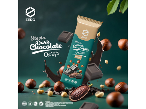 Zero Stevia Dark Chocolate With Hazelnut 45g