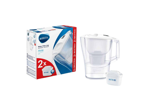 BRITA 2.4L Water Filter Jug Aluna Starter Pack - 2 BRITA MAXTRA+