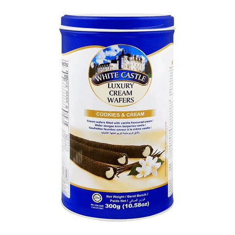 White Castle Luxury Cream Wafers Rolls Cookies & Cream Flavowerd 300g