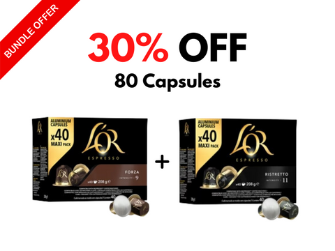 L'or Forza and Ristretto Coffee Capsules Bundle - 80 Capsules