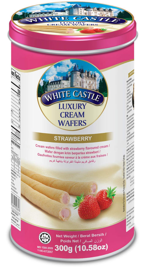 White Castle Luxury Cream Wafers Rolls Strawberry Flavowerd 300g