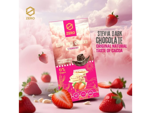 Zero Stevia White Chocolate with Strawberry 85g