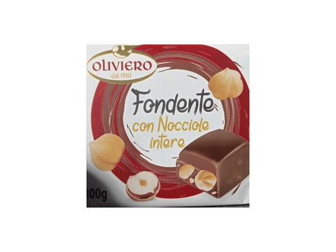 OLIVIERO Dark Chocolate Bar with Whole Hzelnuts 100g