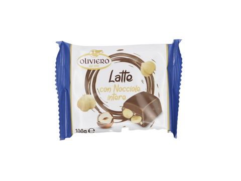 OLIVIERO Milk chocolate Bar with Whole Hazelnuts 100g