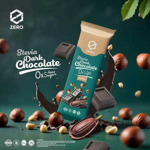 Zero Stevia Dark Chocolate With Hazelnut 45g