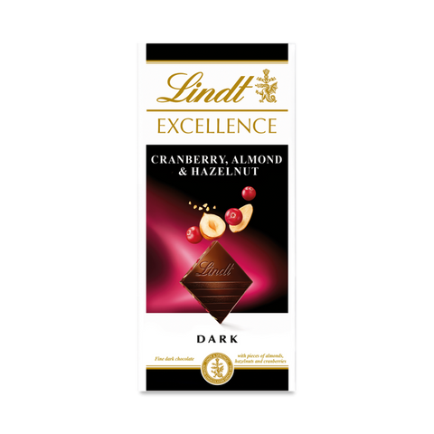 Lindt Excellence Dark Chocolate With Cranberry,Almond&Hazelnut 100g